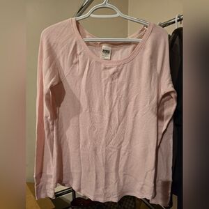 Pink Long Sleeve Light Pink Thermal Pajama Top